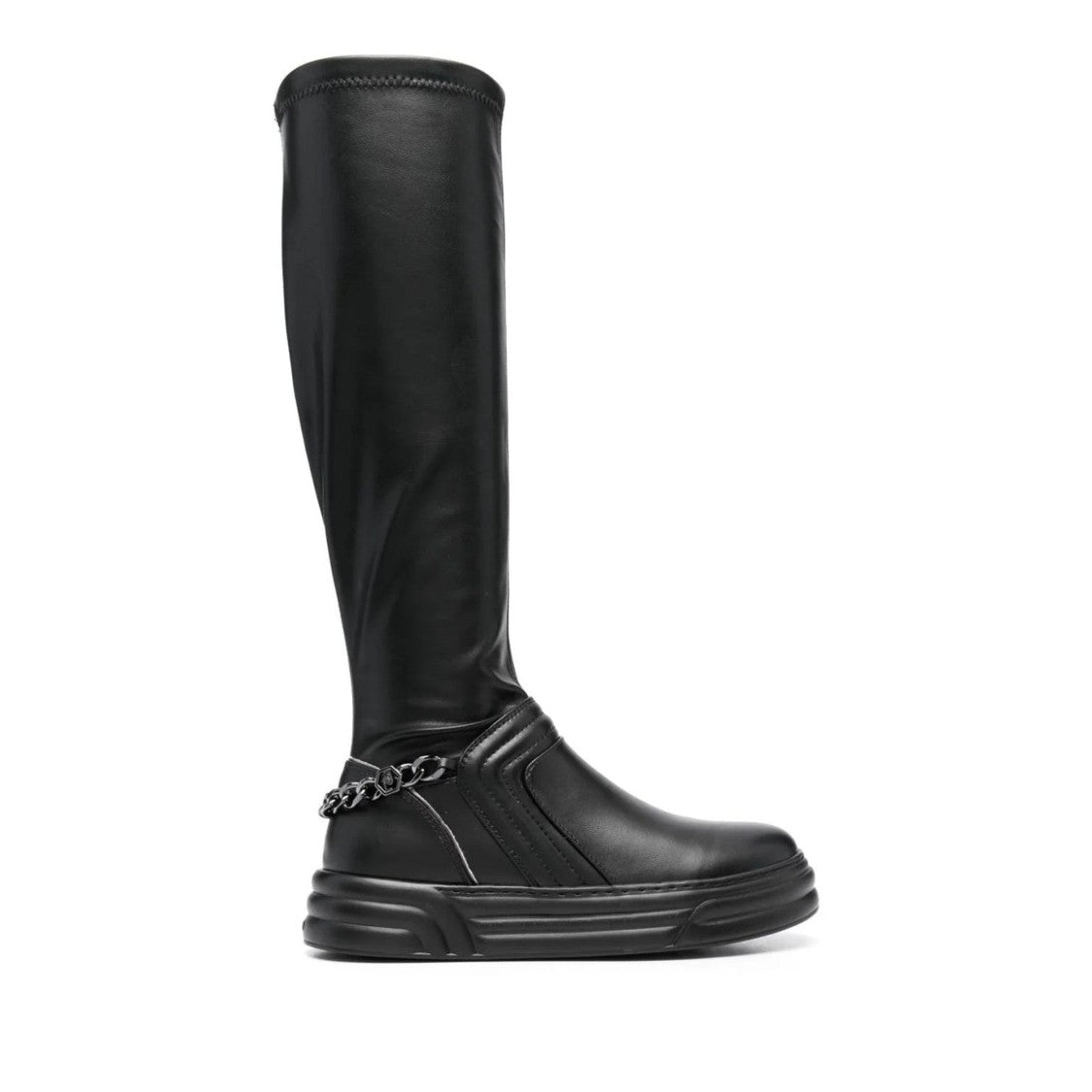 Liu Jo Black Cleo 19 Polyurethane Chain Accent Boots