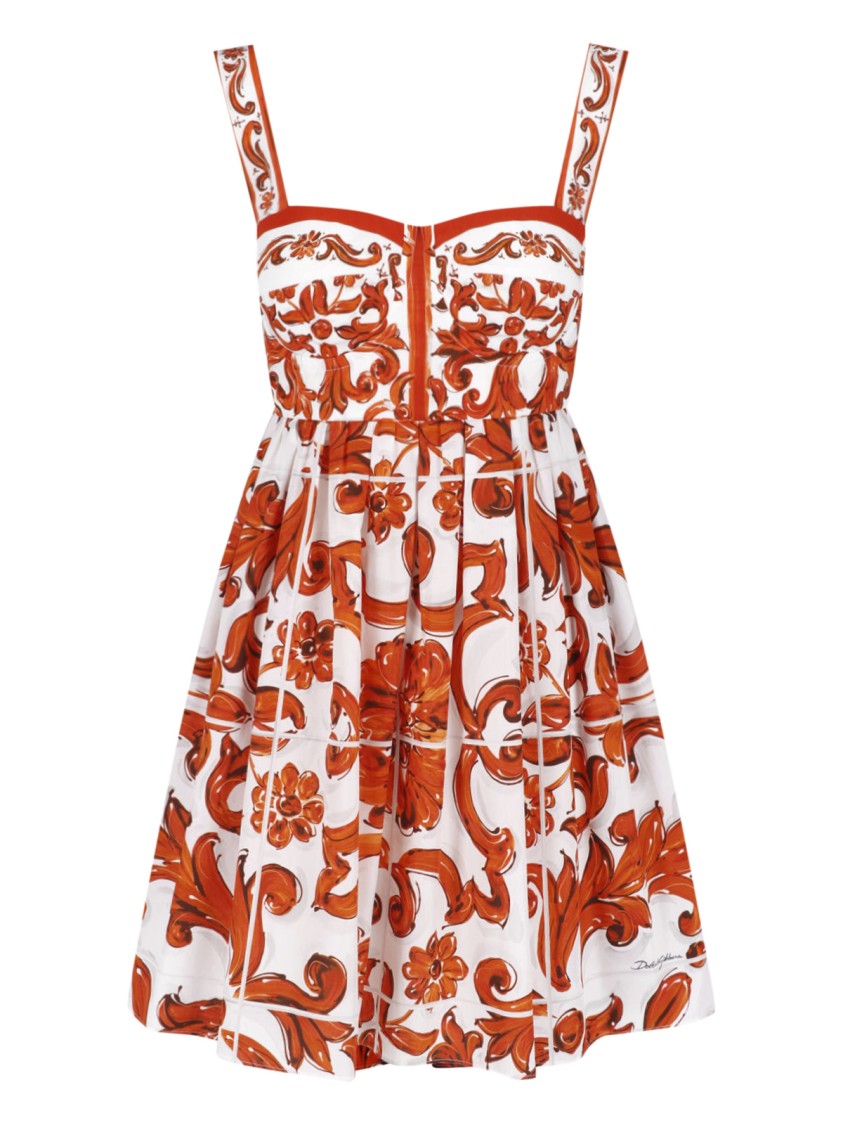 Dolce & Gabbana Multicolor Majolica Poplin Mini Dress