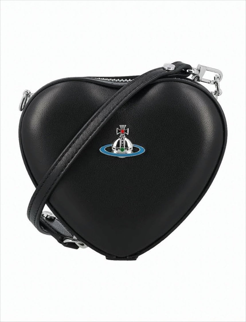 Vivienne Westwood Heart-Shaped Lambskin Shoulder Bag With Metallic Emblem