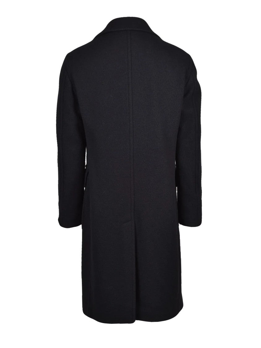 Tagliatore Black Double-Breasted Unlined Wool-Blend Coat