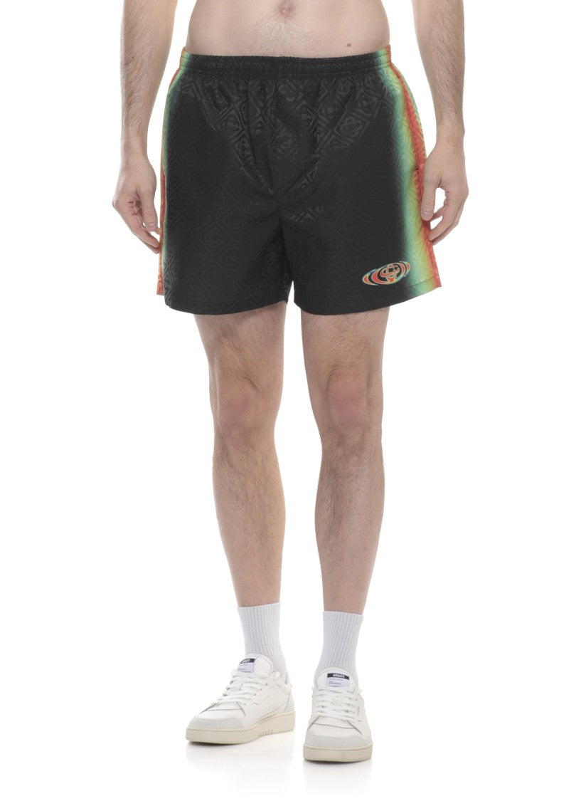 Casablanca Black Monogram Pattern Swim Shorts