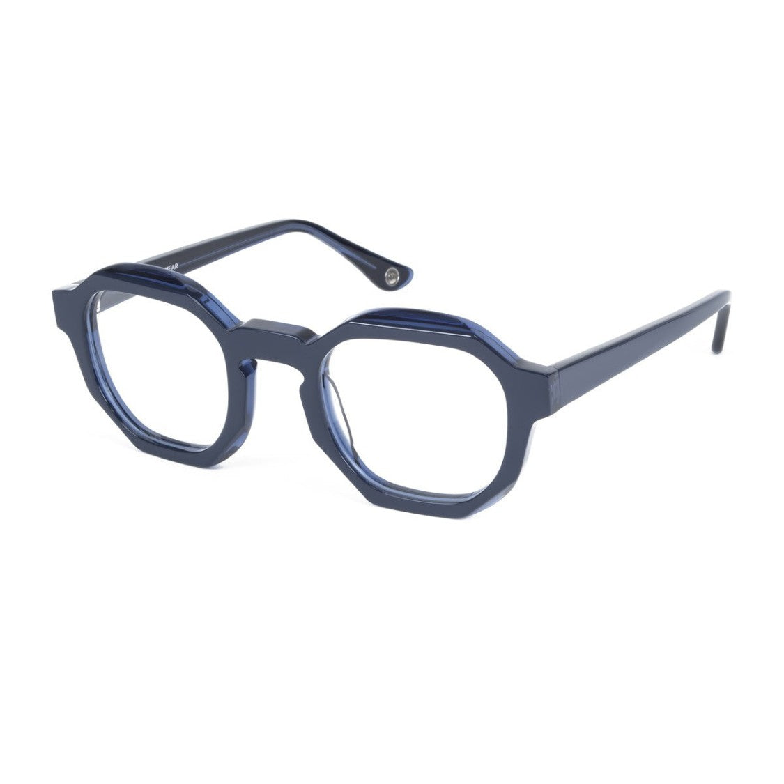Mondelliani Blue Octogone Celluloid Geometric Eyeglasses