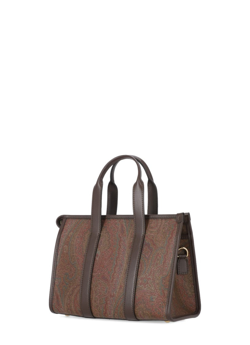 Etro Rectangular Cotton Handbag With Contrasting Paisley Design