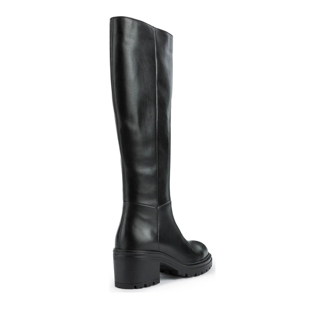 Geox Damiana Black Tall Block Heel Leather Boots