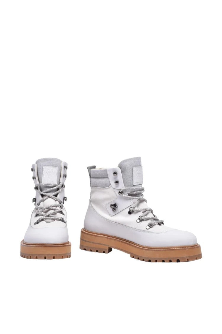 Eleventy Lace-Up Boots - White