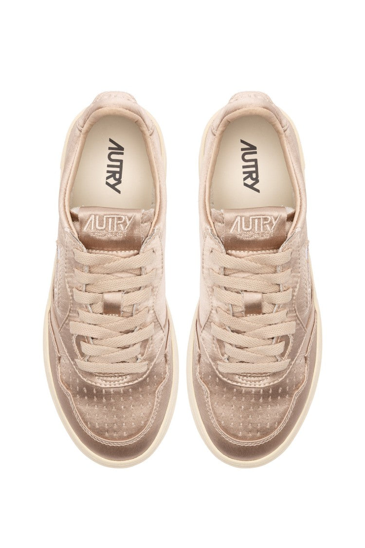 Autry Pink Medalist Satin Sneakers