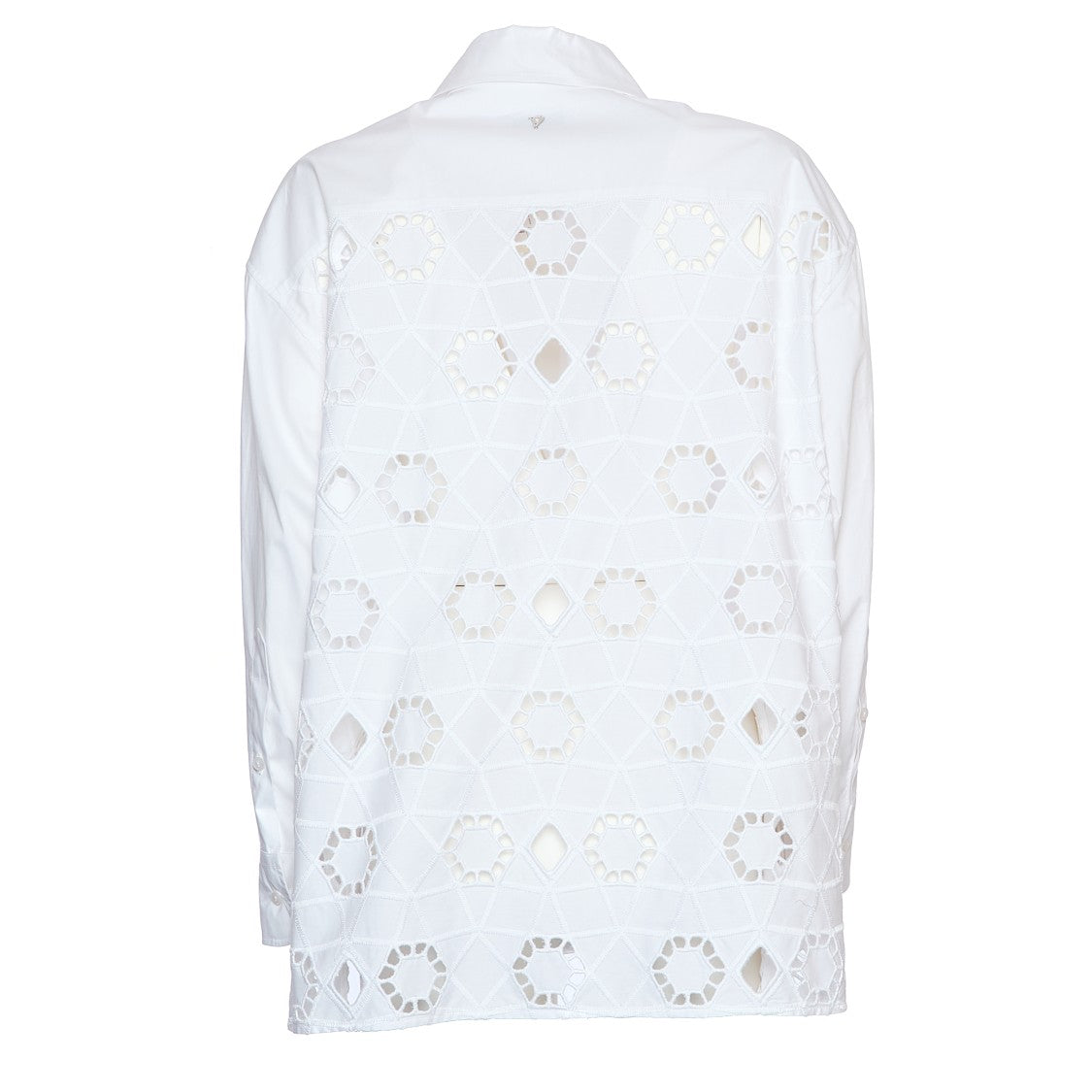Dondup White Shirt With Lace Detailing And Geometric Cutouts