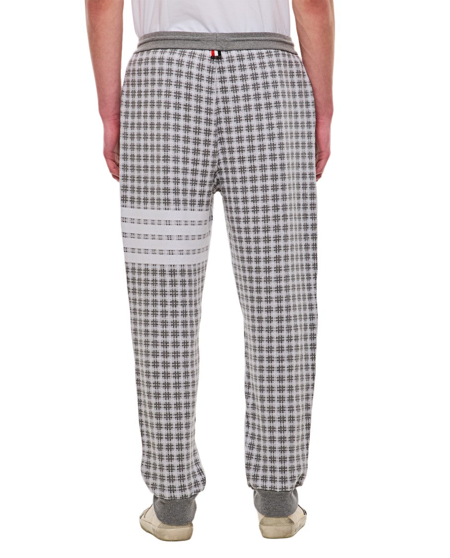 Thom Browne Checkered Cotton Sweatpants With 4-Bar Stripe And Drawstring Waistband