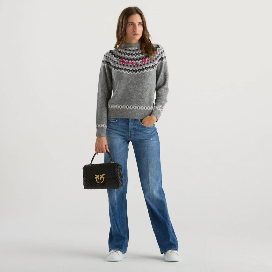 Mc2 Saint Barth Nordic Knit Sweatshirt With Embroidered Script Detail