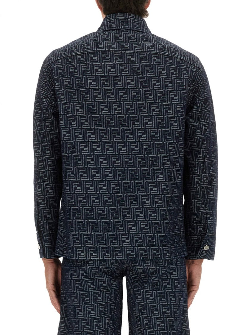 Fendi Ff Jacquard Denim Shirt