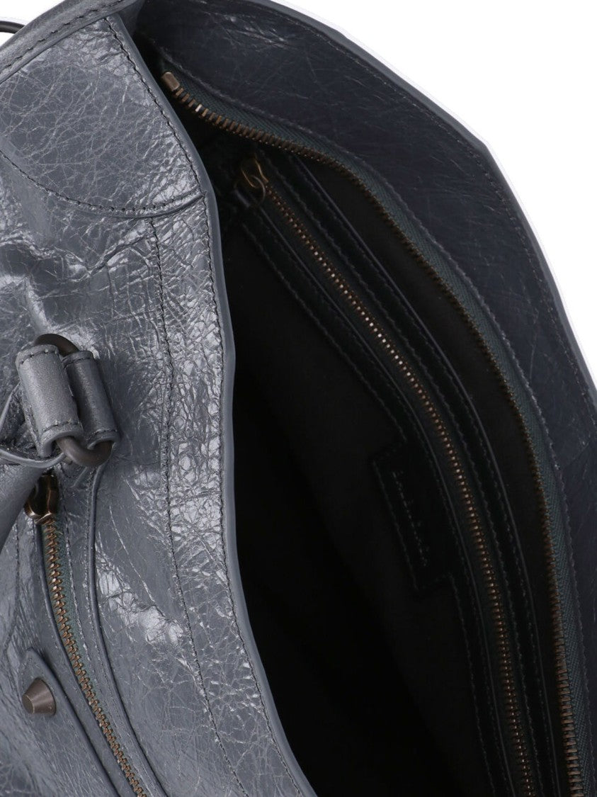 Balenciaga Textured Grey Crinkle Leather 'Le City' Bag
