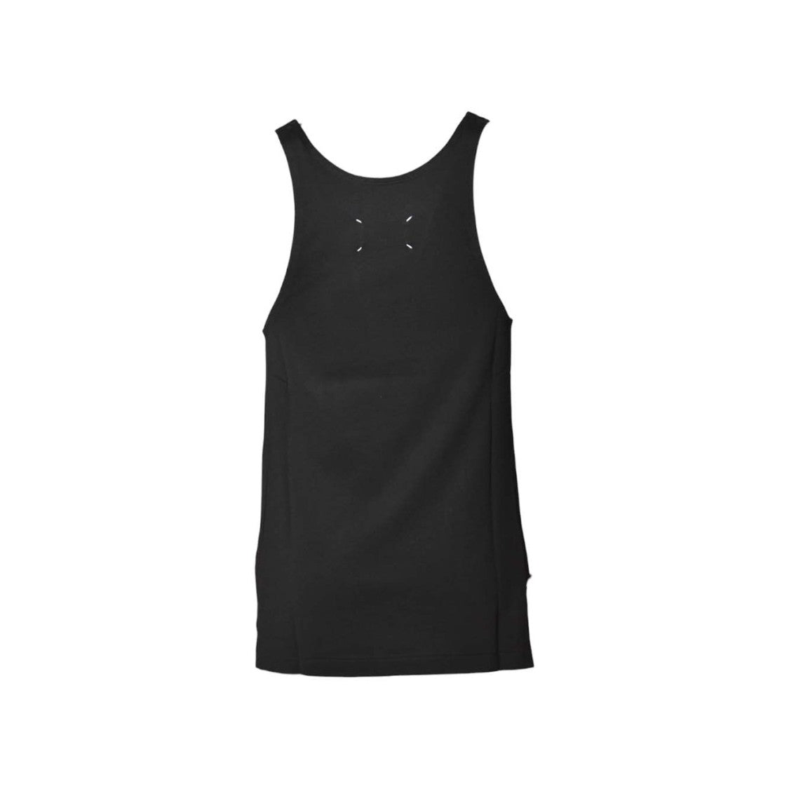 Maison Margiela Scoop Neck Black Tank Top With Rectangular Patch Detail