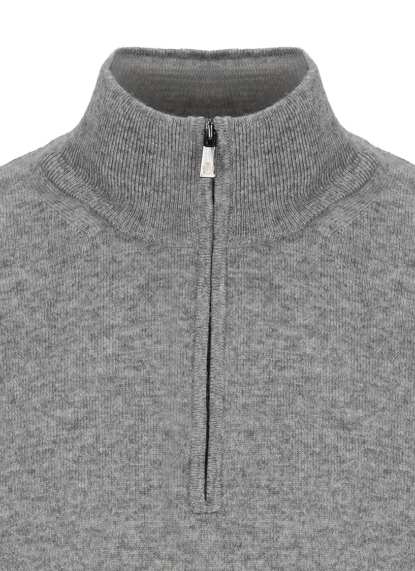 Della Ciana Grey Wool-Blend Zip-Through Knit