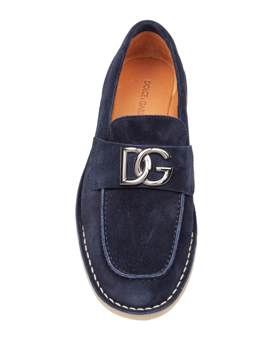 Dolce & Gabbana Blue Suede Moccasins