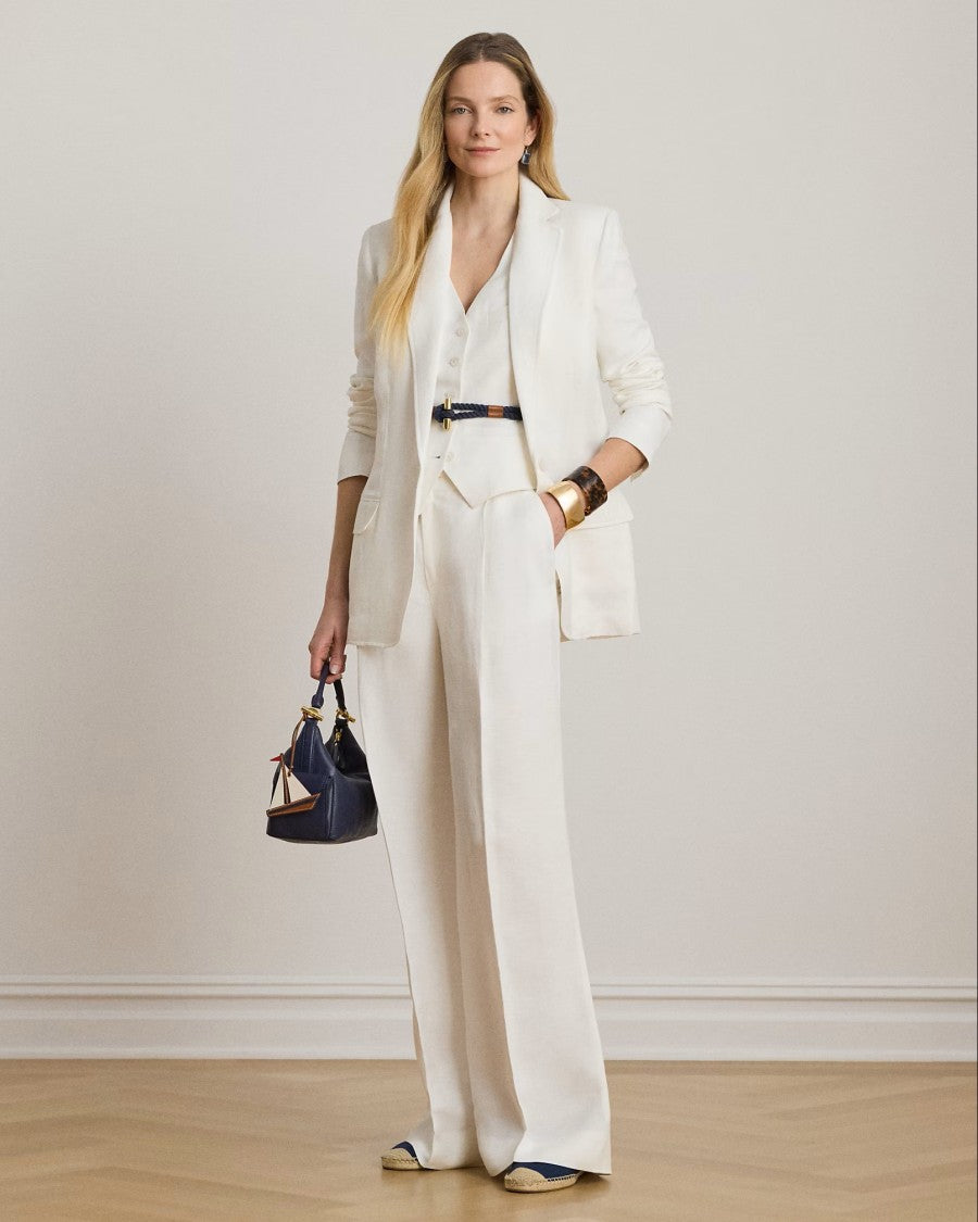 Lauren Ralph Lauren White Light Linen Blazer Jacket