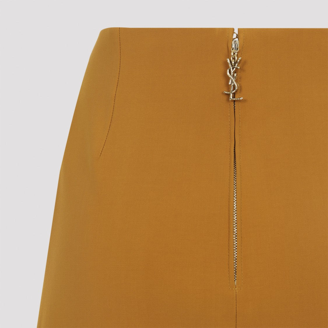 Saint Laurent High-Waisted Fitted Midi Skirt With Metallic Logo Detail