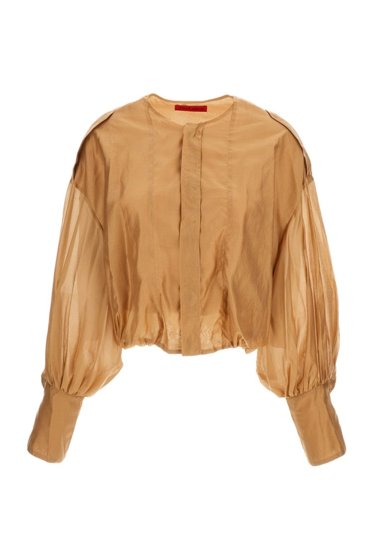The Latest Gathered Bubble Hem Shirt With Long Puff Sleeves