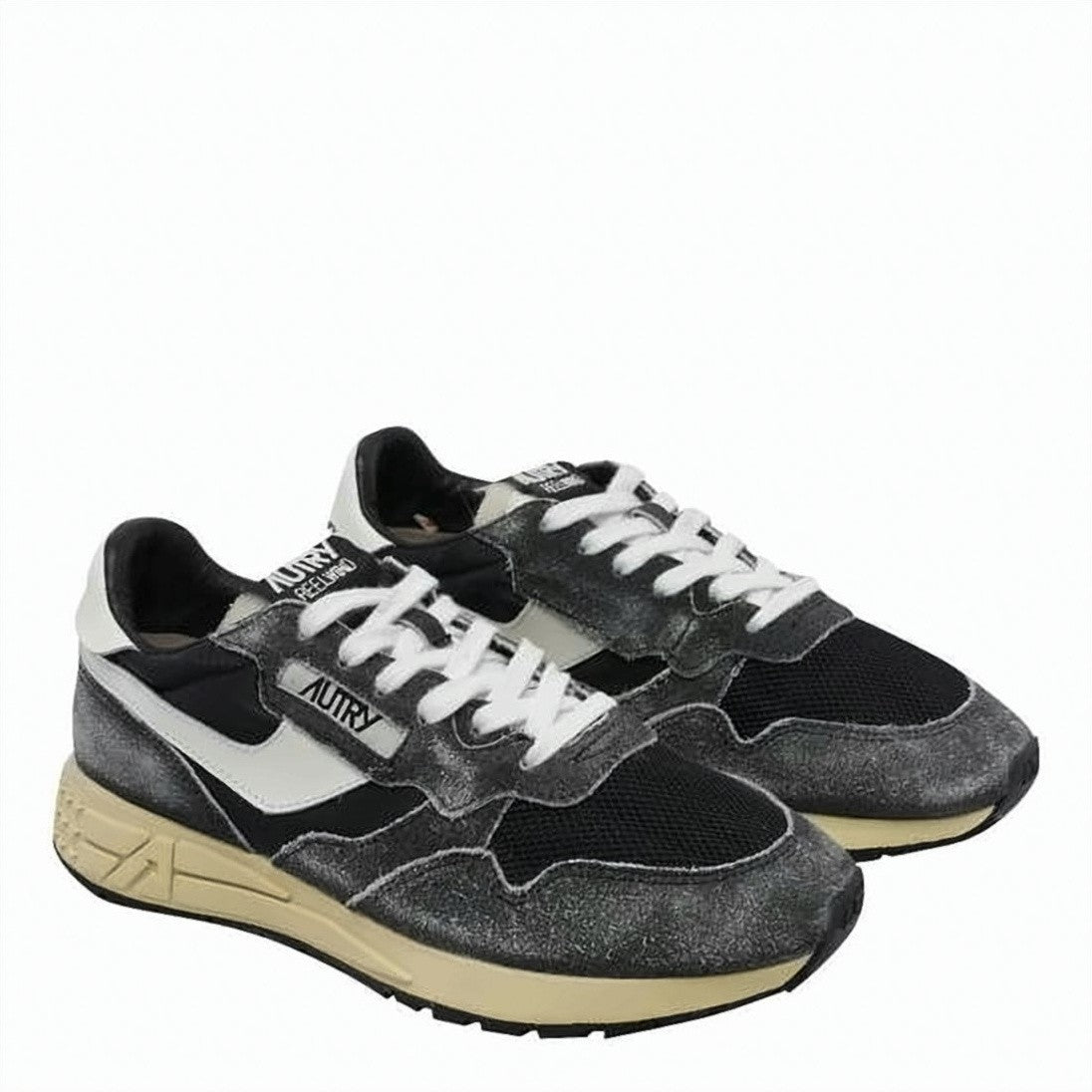 Autry Low-Top Sneakers In Distressed Black And Grey With White Accents