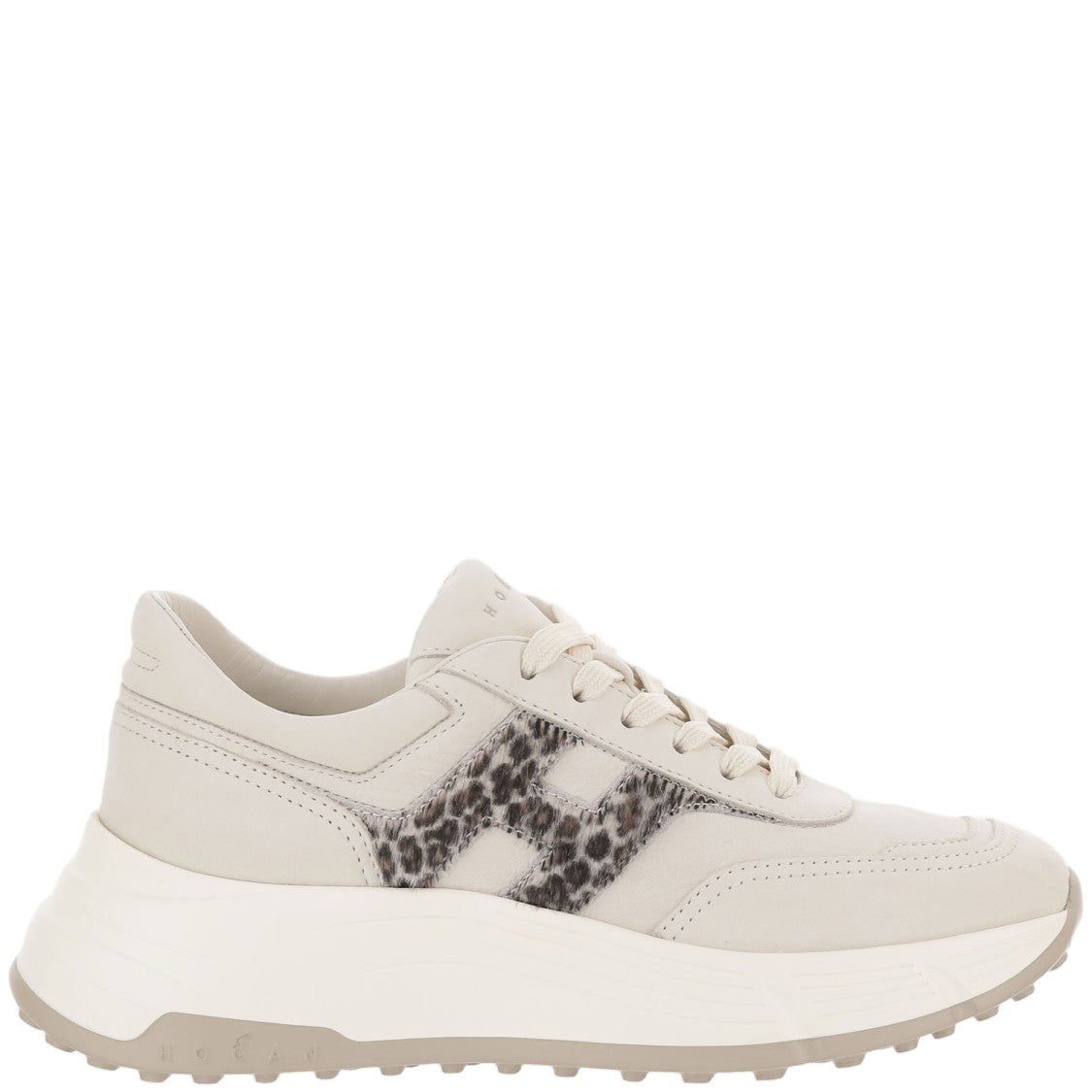 Hogan White Hi-Fi Animal Print Leather Sneakers