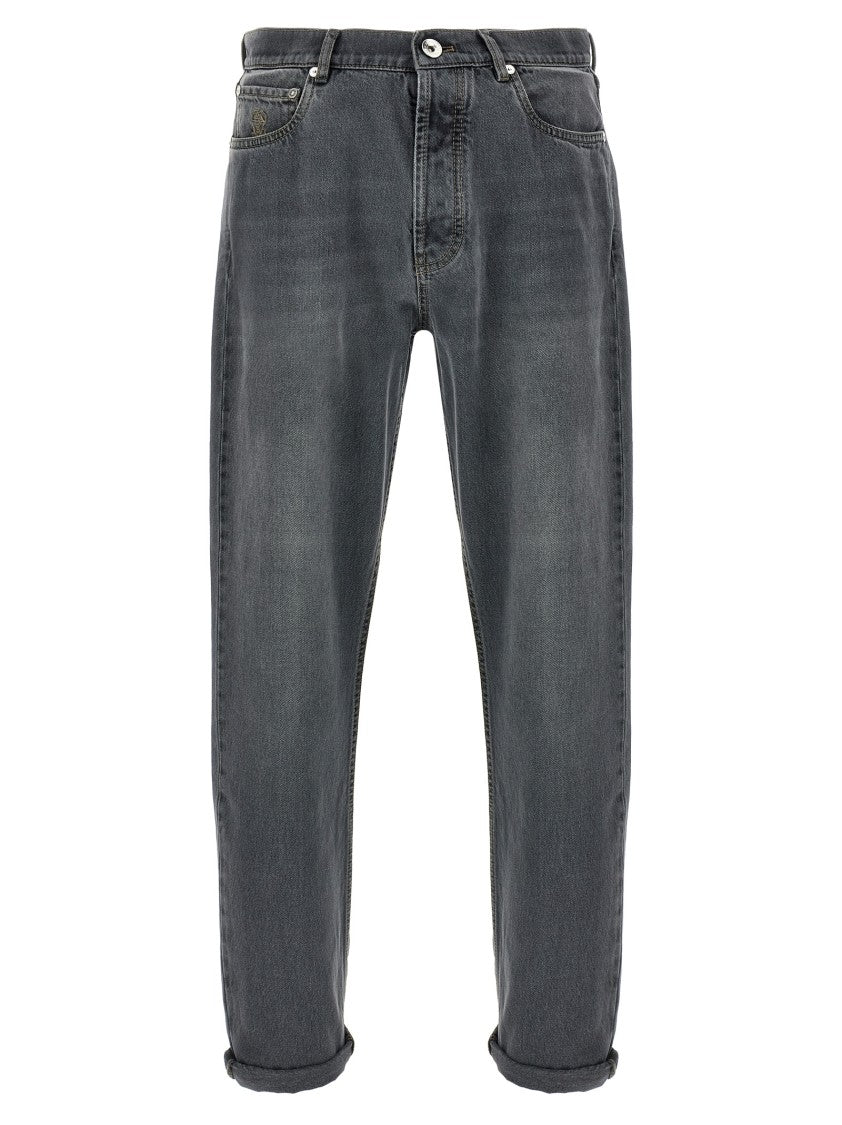 Brunello Cucinelli Garment-Dyed Cotton Denim Jeans