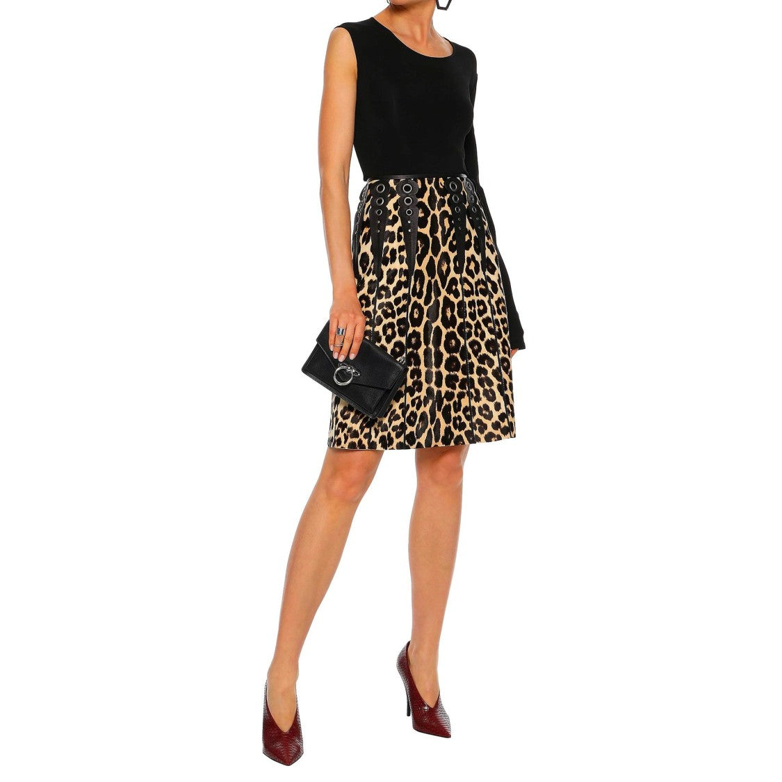 Bottega Veneta Leopard Print Calf Hair Skirt