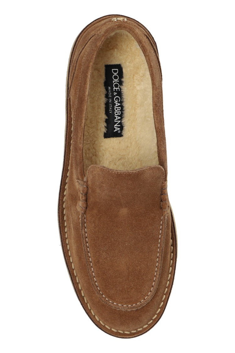 Dolce & Gabbana Beige Suede Loafers