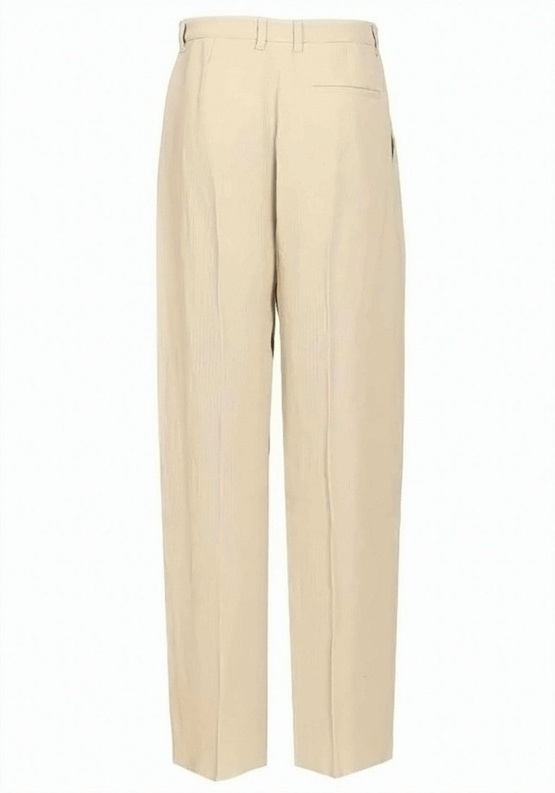 Emporio Armani Tailored Pleated Button Zip Fitted Trousers