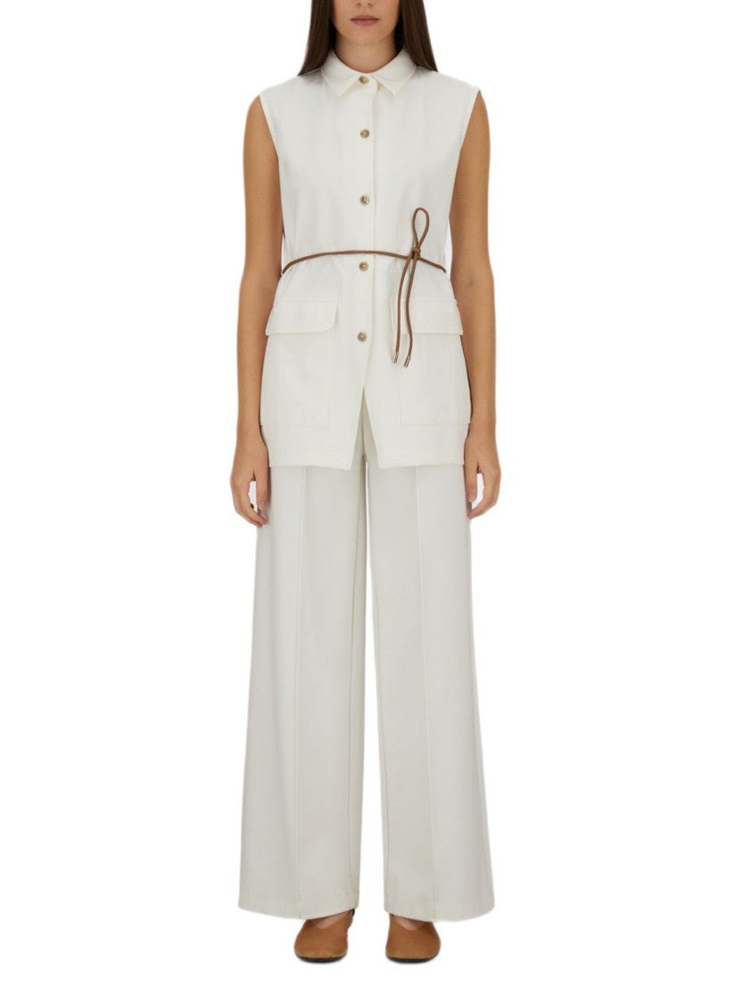 Herno Technical Jersey Wide-Leg Trousers With Pressed Crease