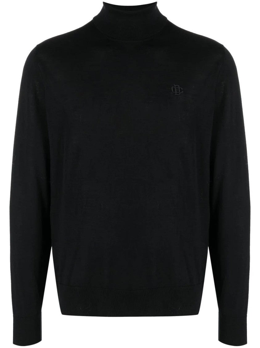 Dsquared2 High-Neck Black Virgin Wool Pullover