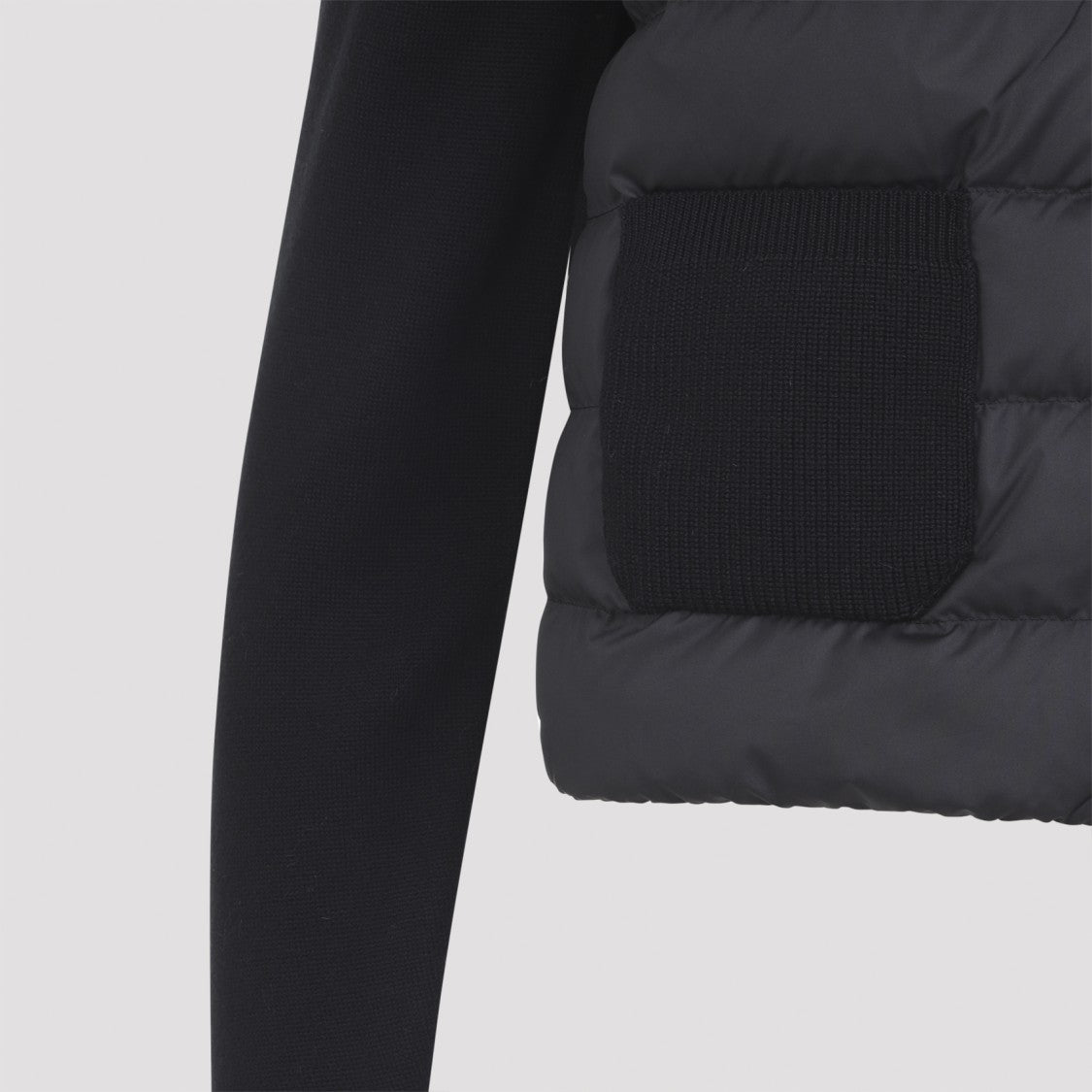 Moncler Quilted Front Jacket With Knitted Details And Fitted Silhouette