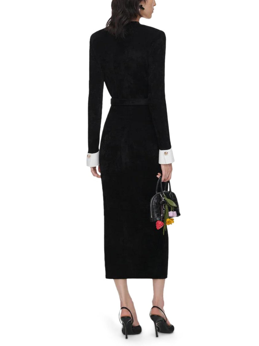 Self-Portrait Black Chenille Knit Midi Dress