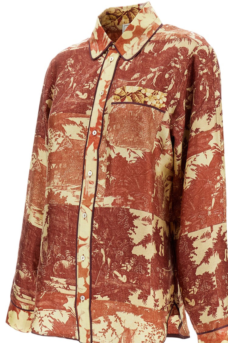 Pierre-Louis Mascia Long-Sleeved Printed Silk Shirt With Classic Collar