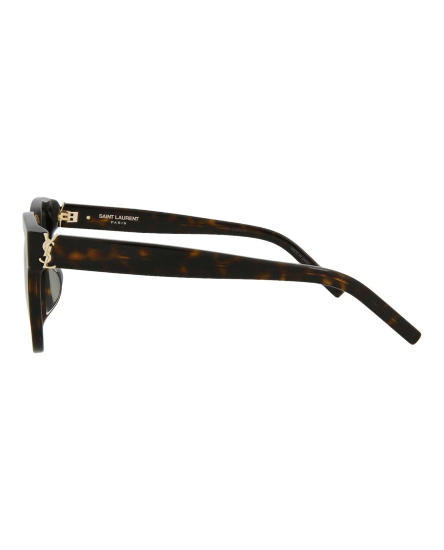 Saint Laurent Tortoiseshell Rectangle-Frame Acetate Sunglasses With Saddle Nose Bridge