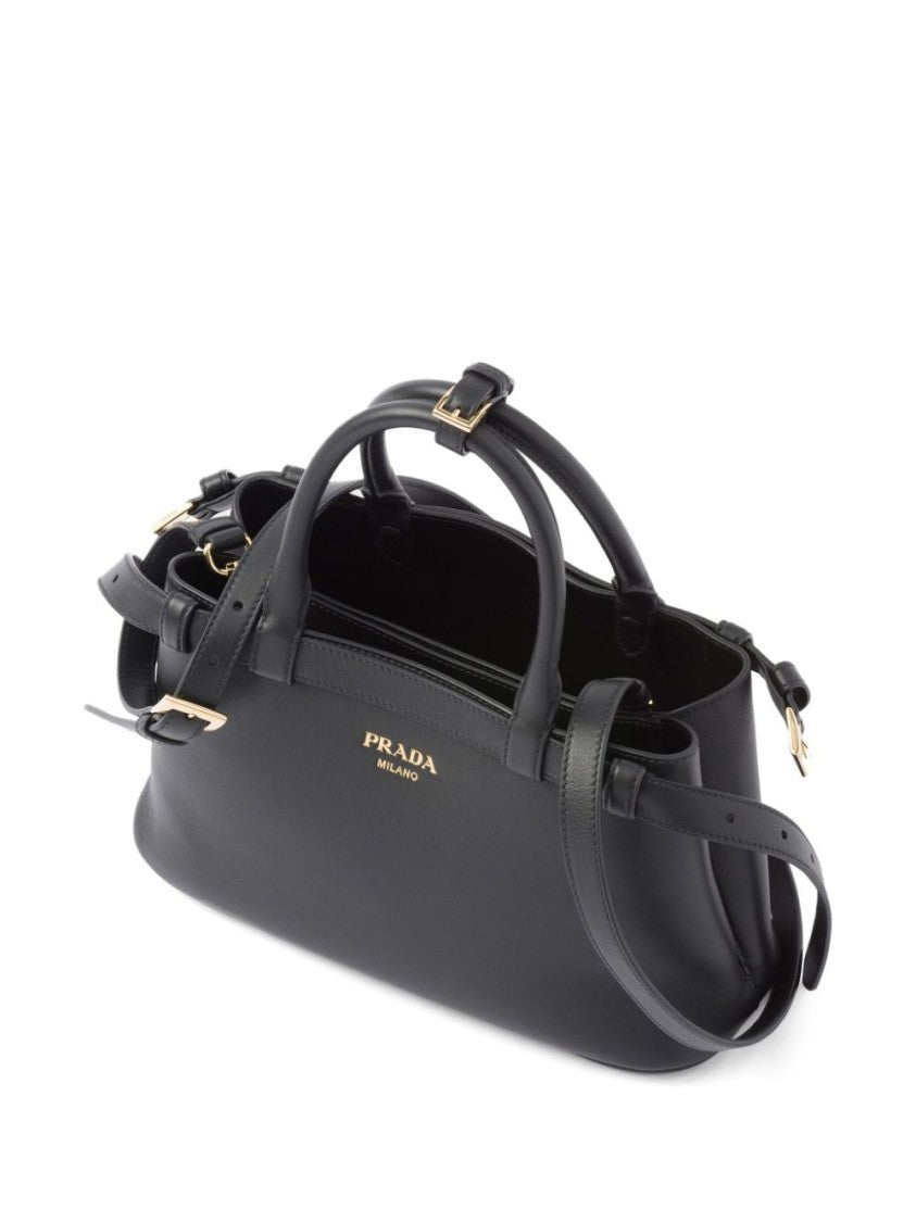 Prada Logo-Lettering Leather Tote Bag