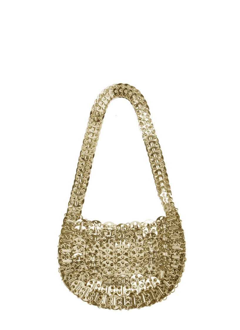 Rabanne 1969 Crescent-Shaped Shoulder Bag In Gold Steel Mesh