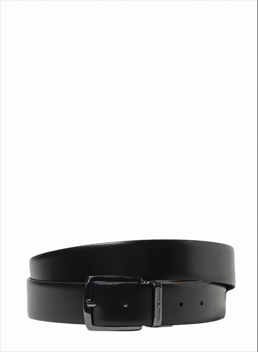 Emporio Armani Reversible Smooth Leather Belt With Adjustable Buckle
