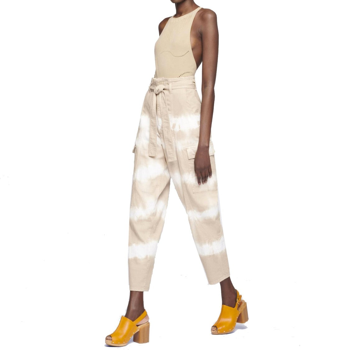 Stella Mccartney Beige/White Tie-Dye High-Waisted Denim Jeans