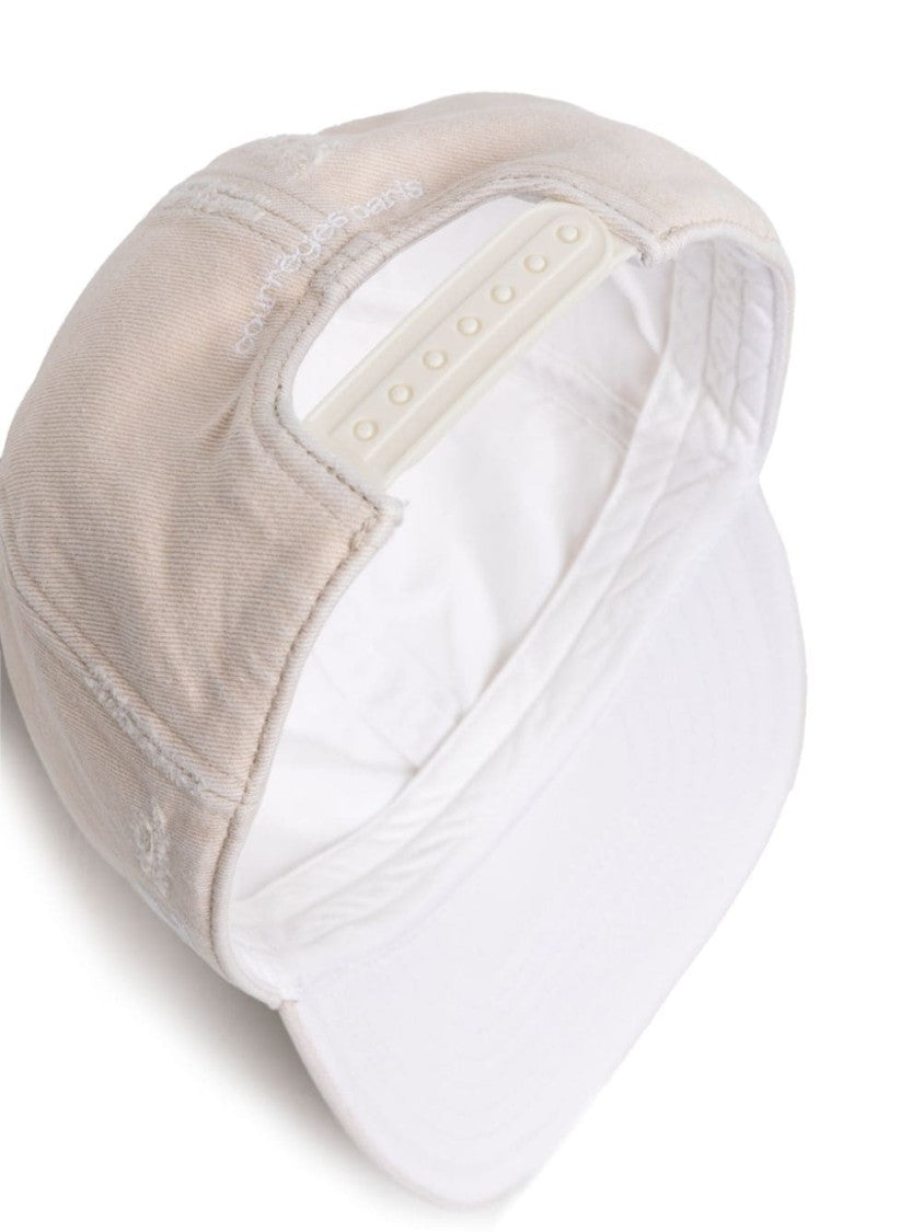 Courrèges Distressed Beige Cotton Twill Cap