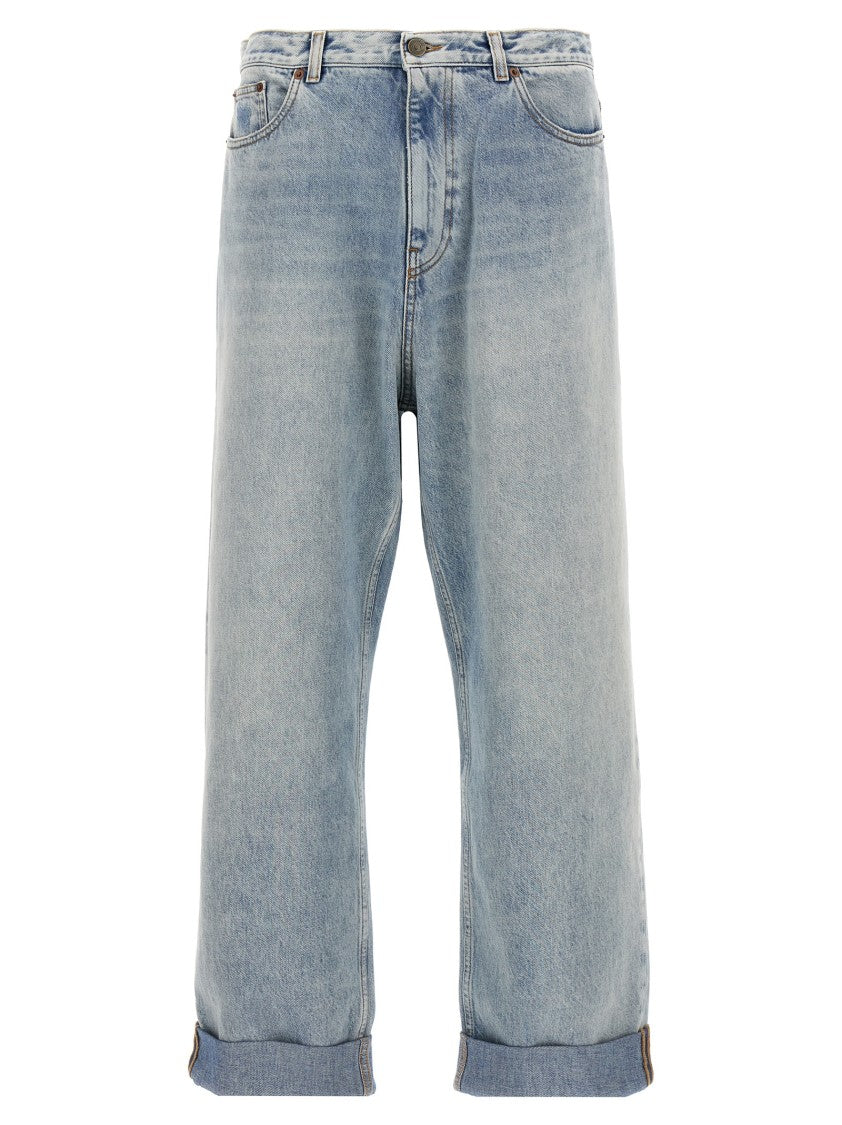 Valentino Garavani High Waist Turn-Up Jeans With Five-Pocket Design