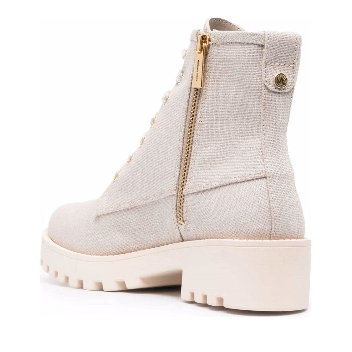 Michael Kors Brown Jax Textured Lace-Up Side Zipper Linen Boots