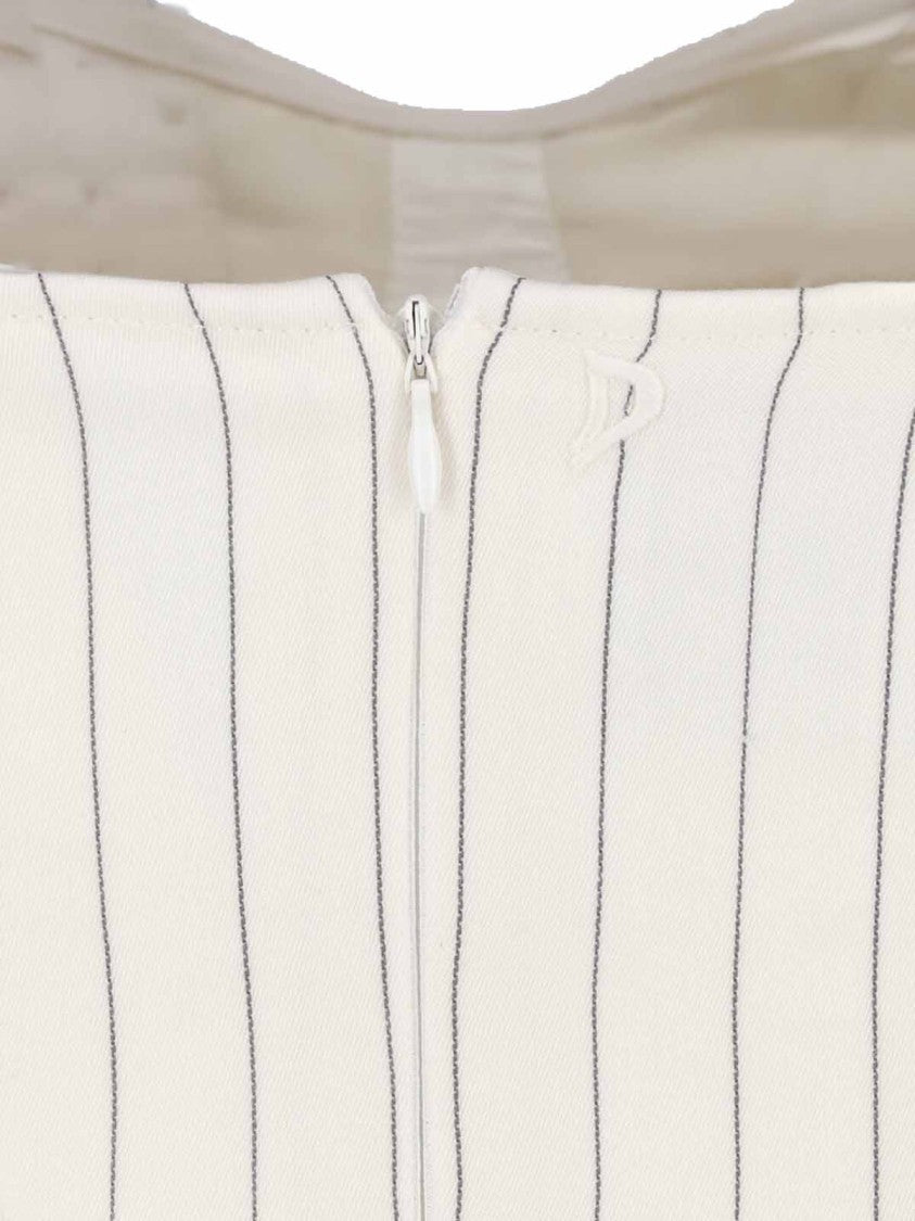 Dondup White Gessato Virgin Wool Pinstripe Mini Dress