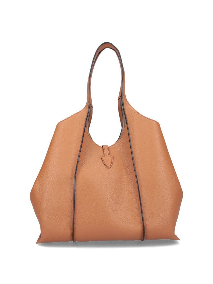 Tod's Spacious Hammered Calf Leather Tote Bag