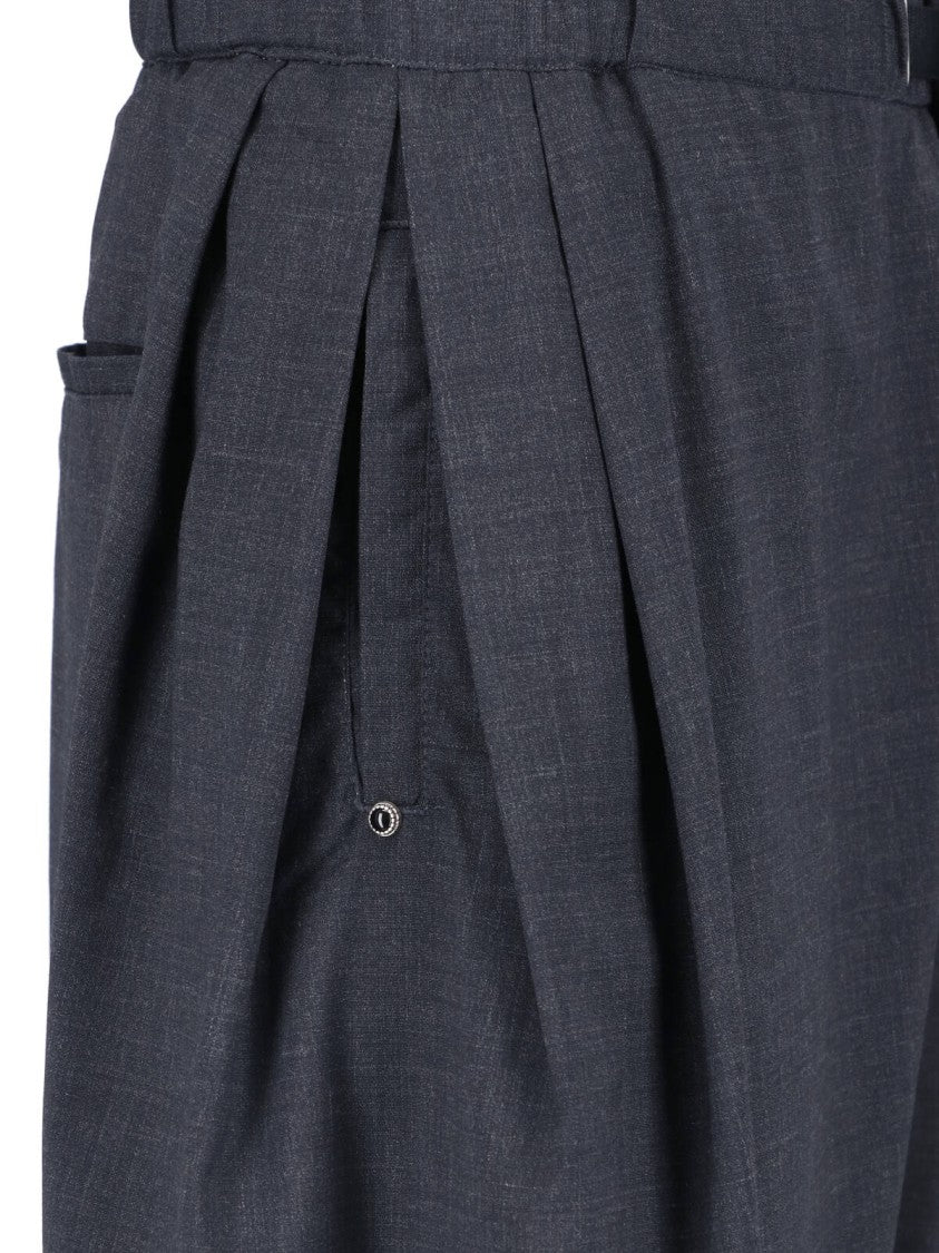 White Sand Black Relaxed Fit Pleated Textured Trousers