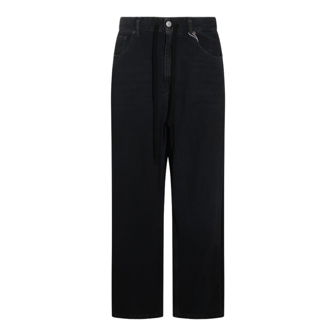 Mm6 By Maison Margiela Indigo High-Waisted Drawstring Straight-Leg Jeans