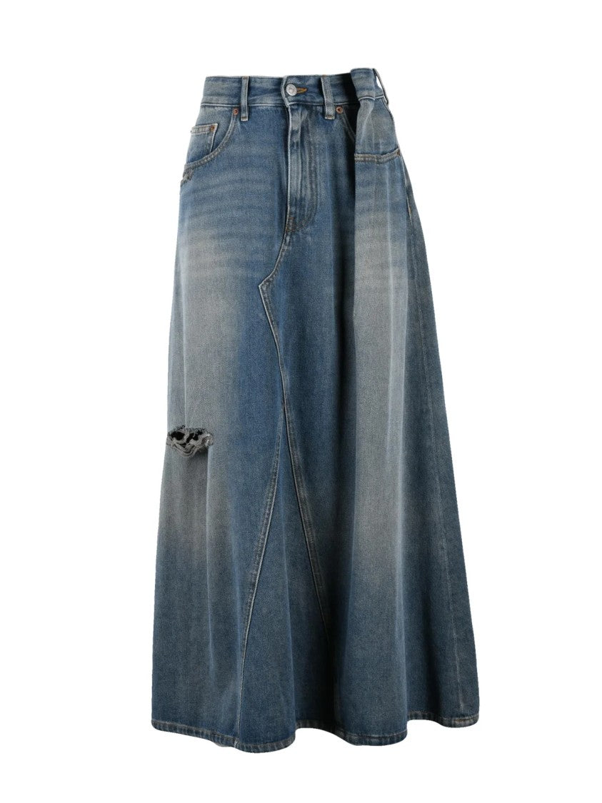 Mm6 By Maison Margiela Denim Cotton Women Long Denim Skirt
