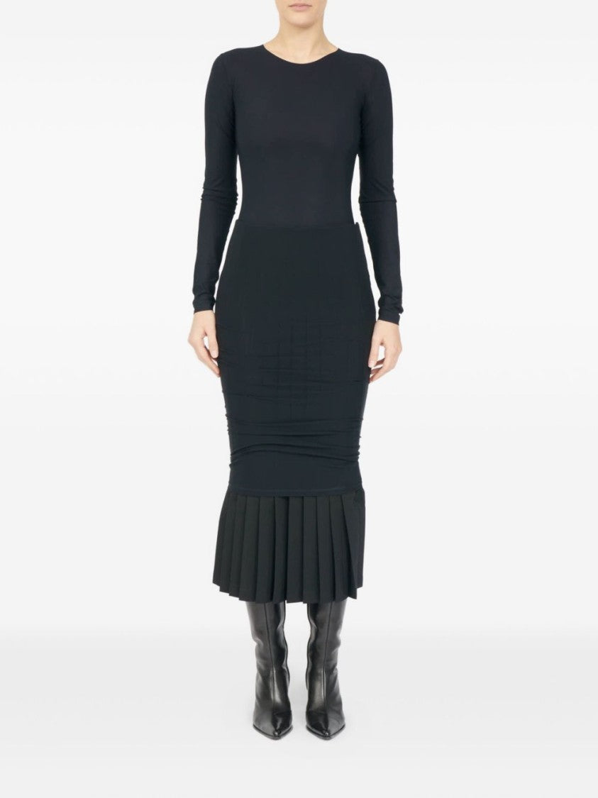 Mm6 By Maison Margiela Midi Skirt With Ruching Detail In Nero