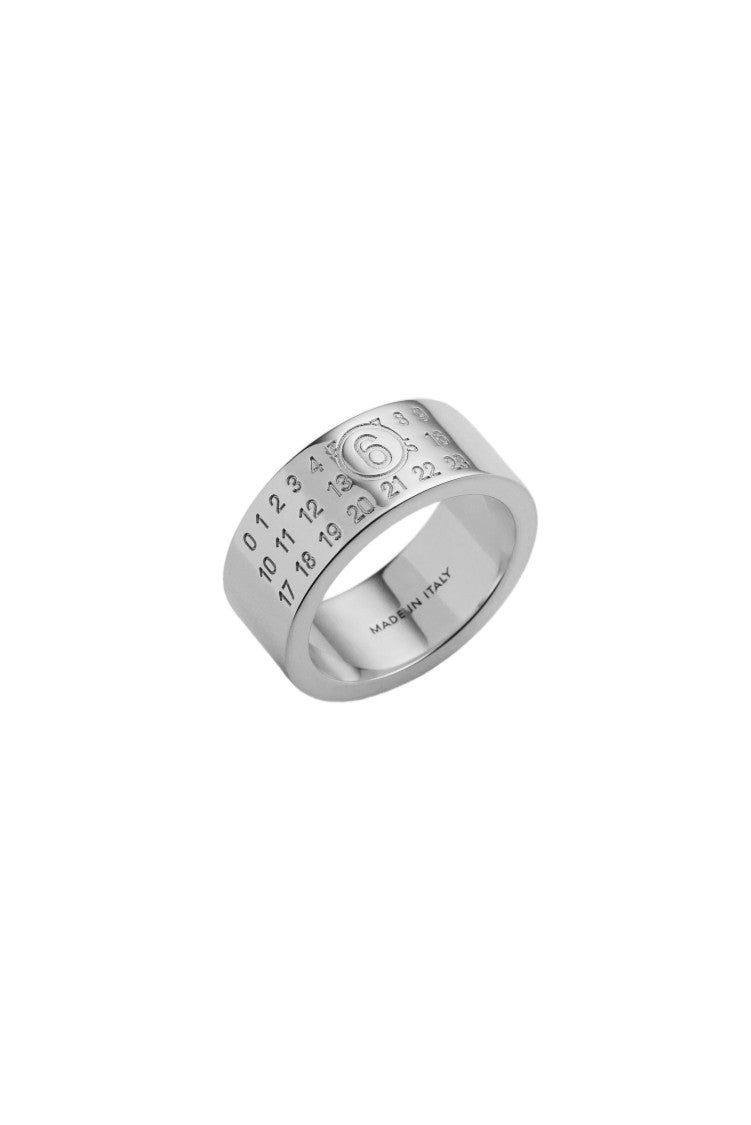 Mm6 By Maison Margiela Polished Palladium Brass Numeric Signature Ring