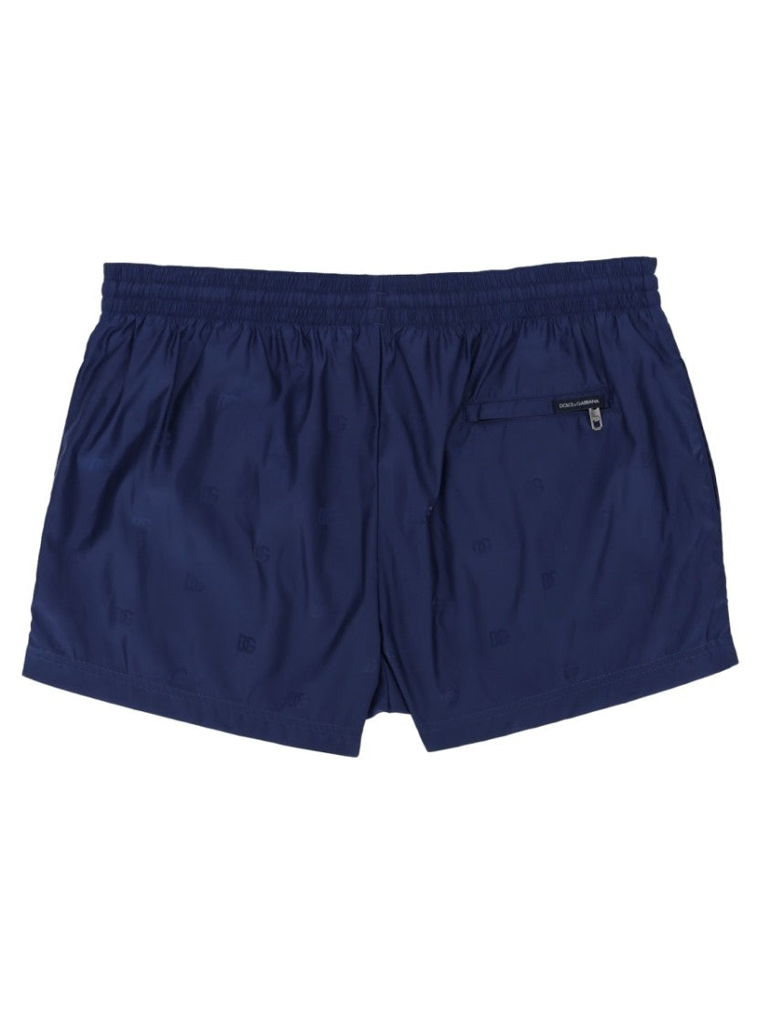 Dolce & Gabbana Navy Tonal Logo Pattern Swim Shorts