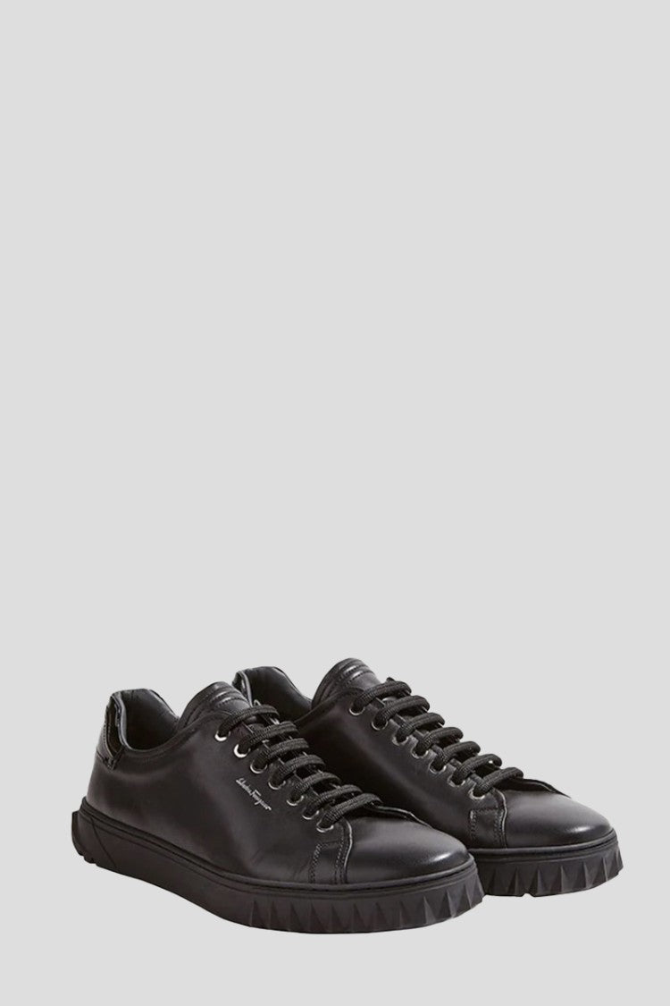 Salvatore Ferragamo Shark-Tooth Detailed Leather Sneakers