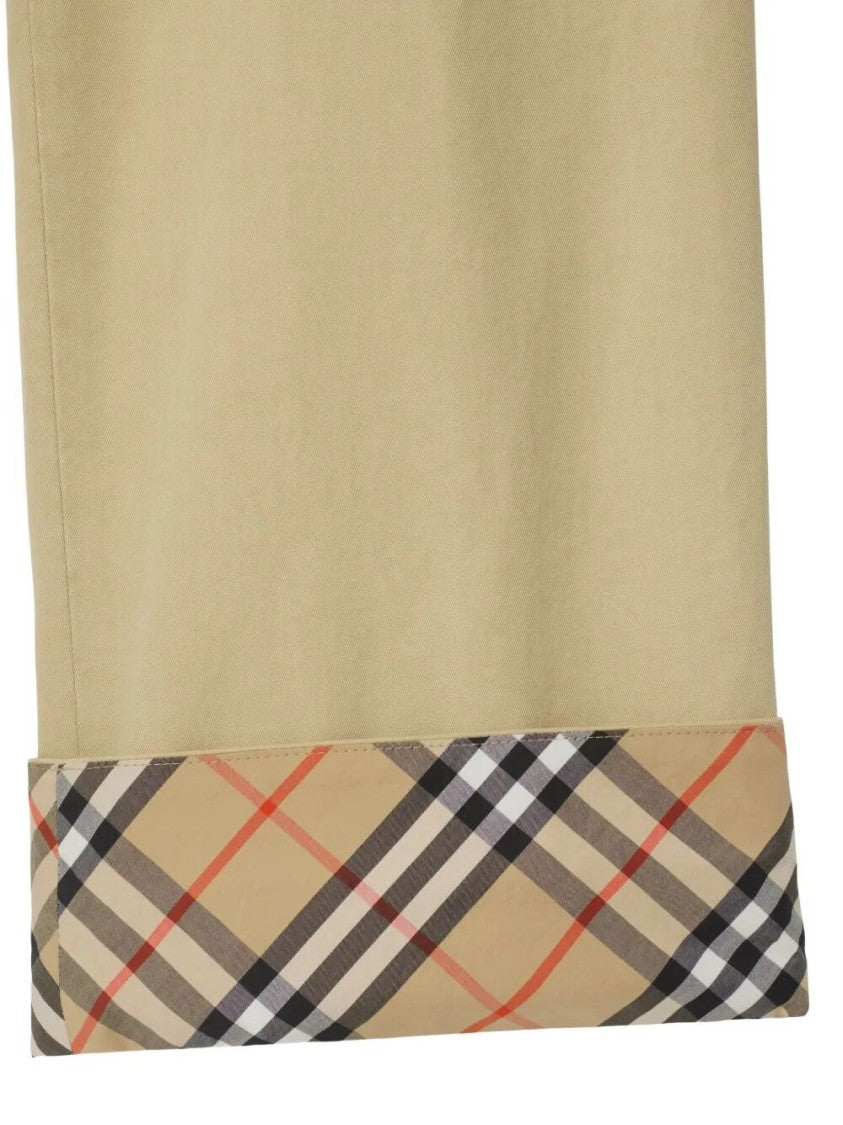 Burberry Classic Straight-Leg Pants With Distinctive Check Cuffs